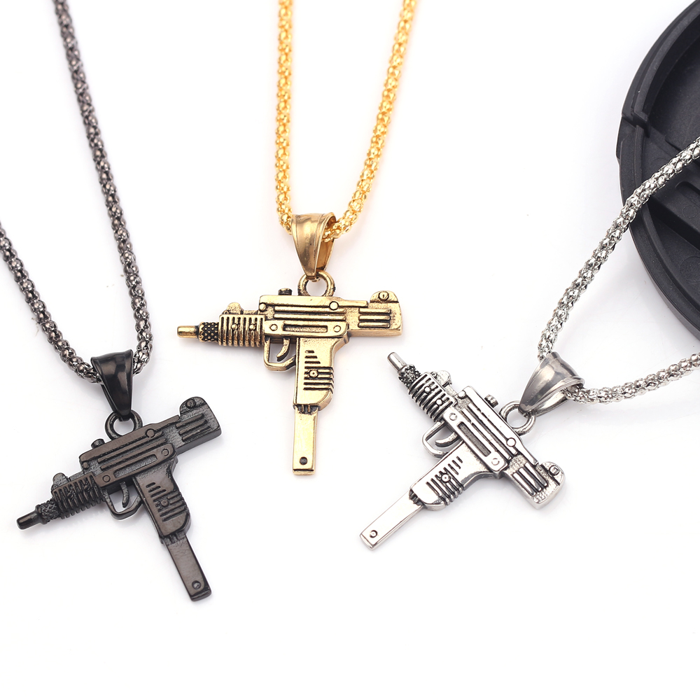 Hip Hop Chain Necklace - Кулон-подвеска в виде пистолета-пулемета Uzi в